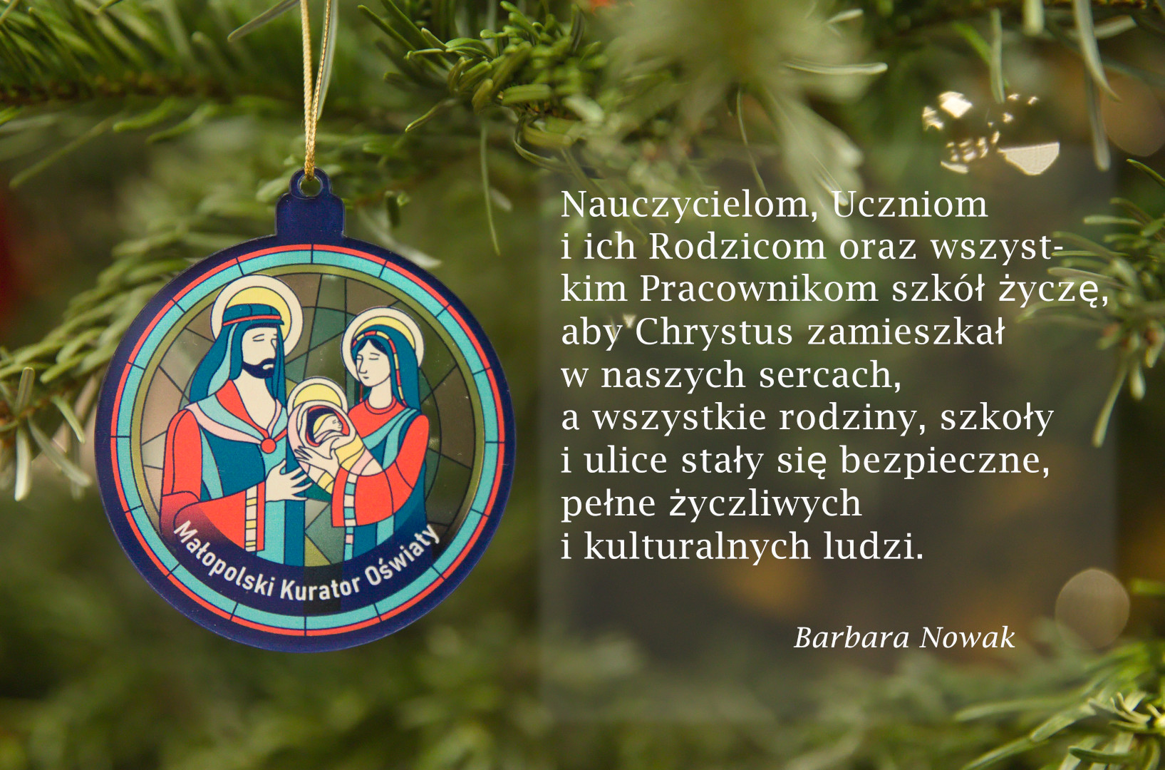 Życzenia bożonarodzeniowe od Małopolskiego Kuratora Oświaty