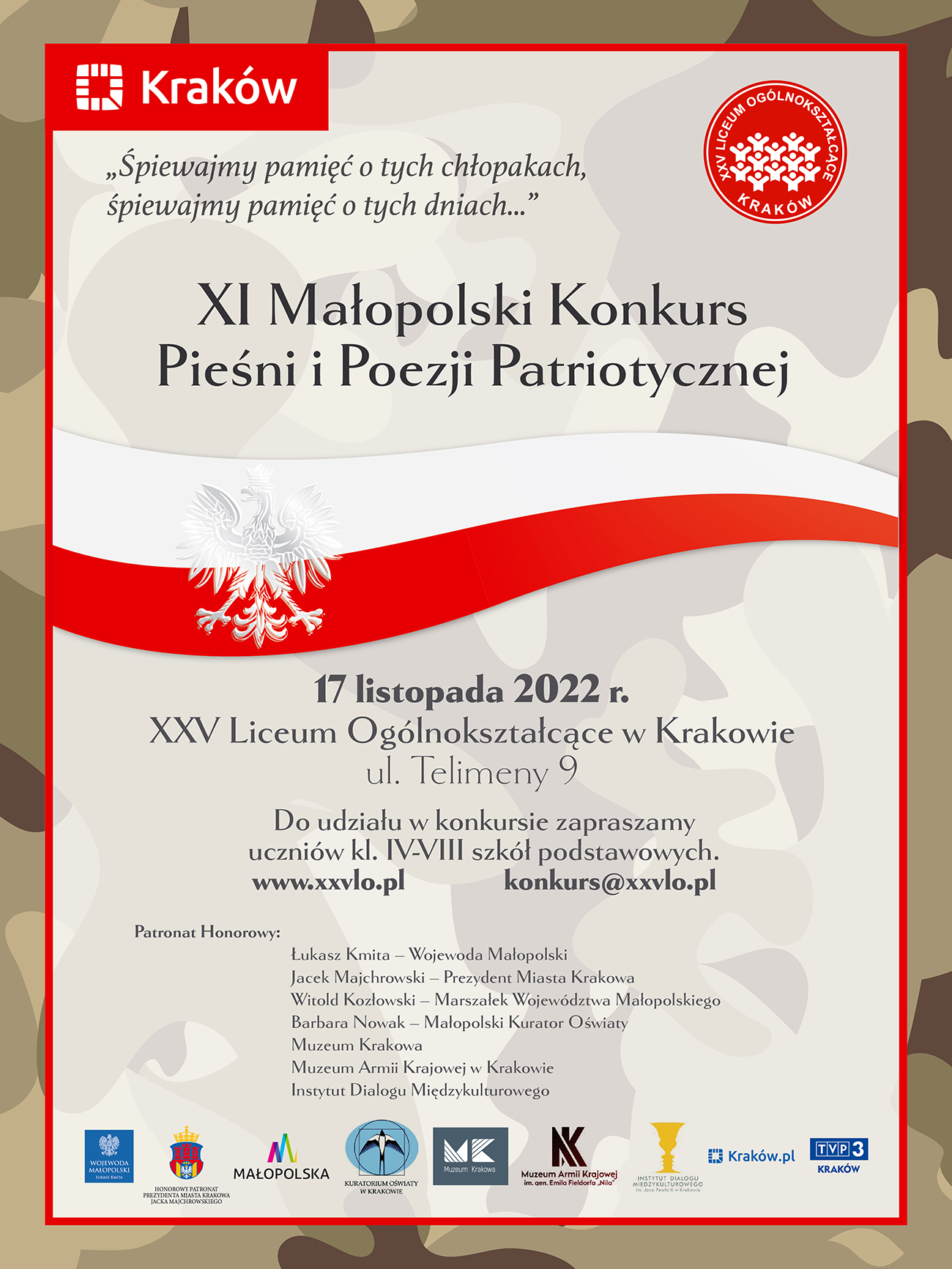 Plakat XI edycji Konkursu Piesni i Poezji Patriotycznej