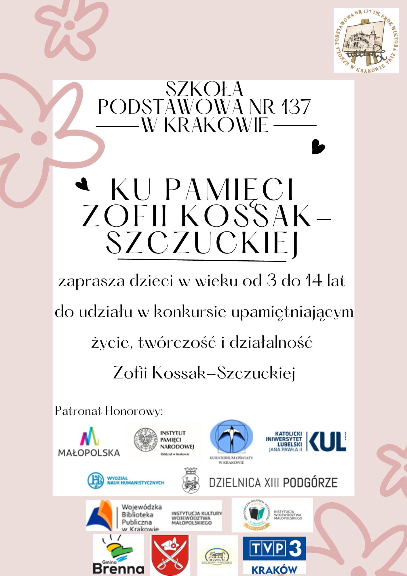 plakat projektu SP 137 o Zofii Kossak-Szczuckiej