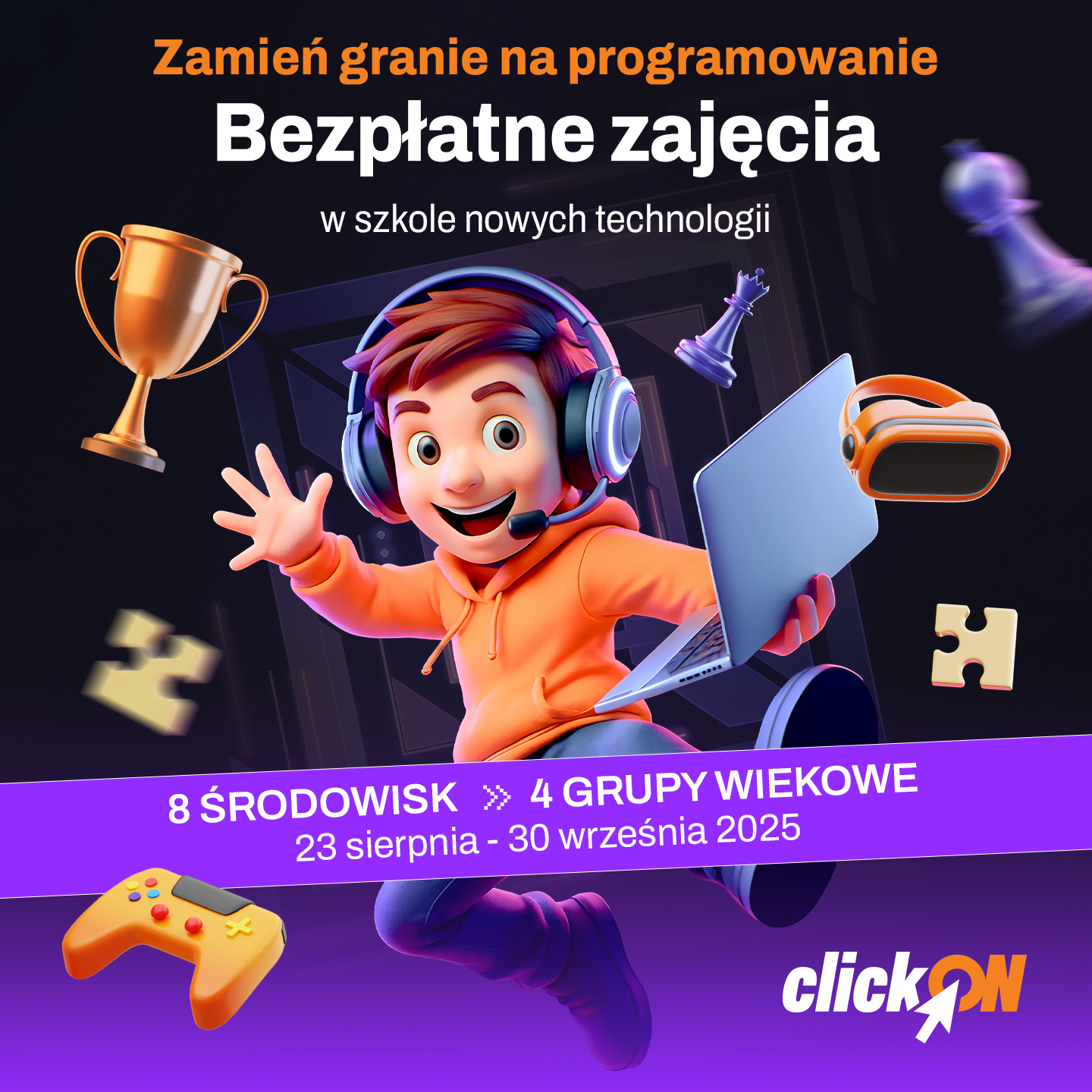 Zaproszenie do udziału w projekcie clickON – „Zamień granie na programowanie”