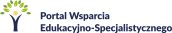 Tekst Portal Wsparcia Edukacyjno-Specjalistycznego. Po lewej stronie drzewo z zielonymi liśćmi z żółtym kołem w środku.