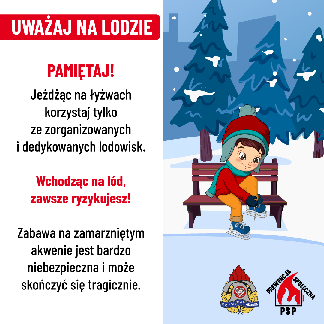 Infografiki dotyczące bezpieczeństwa w okresie zimowym dla dzieci i młodzieży
