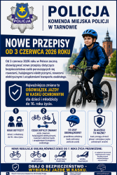 Baner informacyjny. Od 3 czerwca 2026 roku w życie wejdą nowe przepisy dotyczące bezpieczeństwa osób poruszających się rowerami, hulajnogami elektrycznymi, rowerami elektrycznymi oraz urządzeniami transportu osobistego.