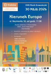 plakat pikniku krowoderskiego z zarysem zabytków charakterystycznych dla Krakowa